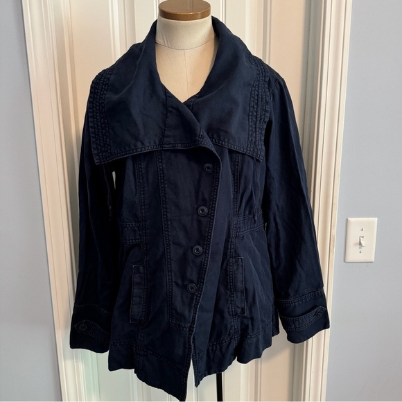 Sundance Large ‘Every Angle’ Navy Blue Asymmetrical Button Utility Jacket Coat - Picture 2 of 5